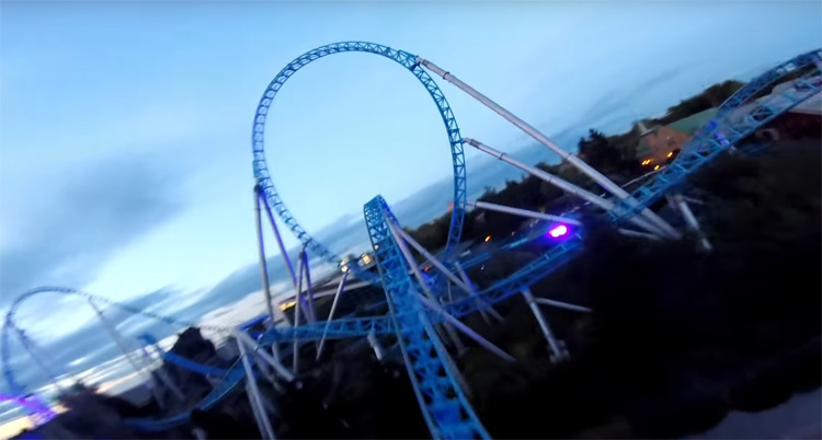 Drone racet door attractiepark Europa-park in Duitsland